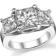 5.3ct (8mm/5.5mm) Princess cut Moissanite Three Stone Ring