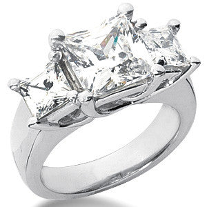 4.8ct (8mm/5mm) Princess Moissanite Three Stone Ring