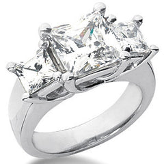 4.8ct (8mm/5mm) Princess Moissanite Three Stone Ring