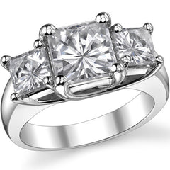 4.25ct (7.5mm/5mm) Princess cut Moissanite Three Stone Ring