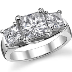 3.8ct (7mm/5mm) Princess cut Moissanite Three Stone Ring