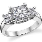 3.34ct (7mm/4.5mm) Princess cut Moissanite Three Stone Ring
