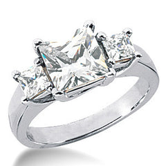 2.7ct (7mm/3.5mm) Princess Moissanite Three Stone Ring