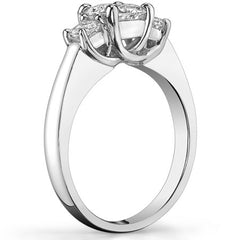 1.7ct (5mm/4mm) Princess cut Moissanite Three Stone Ring