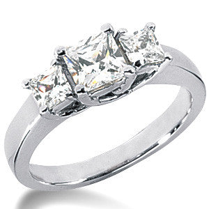 1.4ct (5mm/3.5mm) Princess Moissanite Three Stone Ring