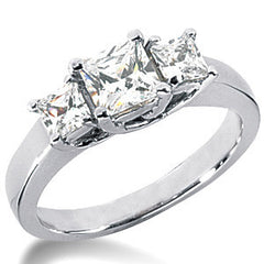 1.4ct (5mm/3.5mm) Princess Moissanite Three Stone Ring