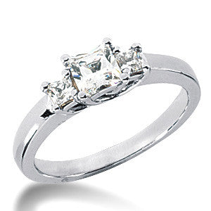 0.85ct (4.5mm/2.5mm) Princess Moissanite Three Stone Ring