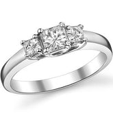 0.8ct (4mm/3mm) Princess cut Moissanite Three Stone Ring