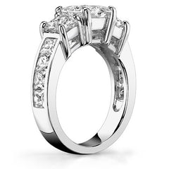 4.8ct (6.5mm/5mm) Princess cut Moissanite Three Stone Ring