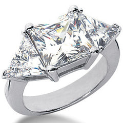 6.9ct (9mm/7mm) Princess & Trillion Moissanite 3-Stone Ring