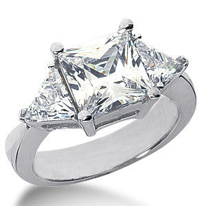 4.4ct (8mm/5.5mm) Princess & Trillion Moissanite 3-Stone Ring
