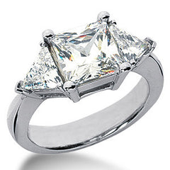 3.9ct (7.5mm/5.5mm) Princess & Trillion Moissanite 3-Stone Ring