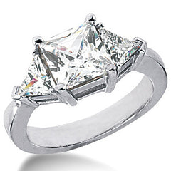 2.8ct (7mm/4.5mm) Princess & Trillion Moissanite 3-Stone Ring