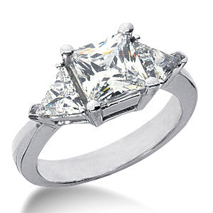 2.9ct (6.5mm/5.0mm) Princess & Trillion Moissanite Three Stone Ring