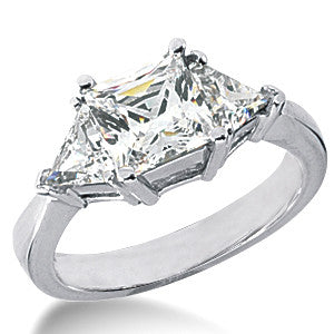 2.4ct (6.5mm/4.5mm) Princess & Trillion Moissanite 3-Stone Ring