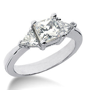 1.7ct (5.5mm/4.5mm) Princess & Trillion Moissanite 3-Stone Ring