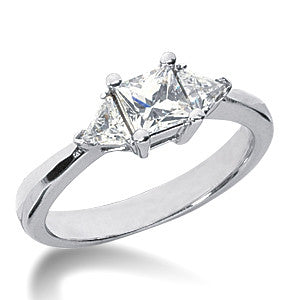 0.9ct (4.5mm/3.5mm) Princess & Trillion Moissanite 3-Stone Ring