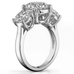 5ct (9.0mm, 6.5mm) Three-Stone Round Brilliant Moissanite Ring