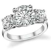 4.5ct(9.0mm,6.0mm) 3-Stone Round Brilliant Moissanite Ring
