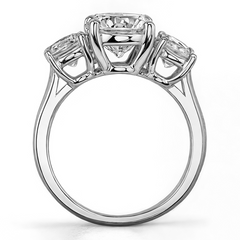 3.0ct(8.0mm,5.0mm) Three-Stone Round Brilliant Moissanite Ring
