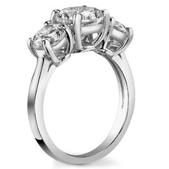 3.0ct(7.5mm,6.0mm) Three-Stone Round Brilliant Moissanite Ring