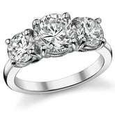 3.0ct(7.5mm,6.0mm) Three-Stone Round Brilliant Moissanite Ring