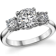2.0ct(7.5mm,4.0mm) Three-Stone Round Brilliant Moissanite Ring