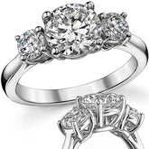 2.0ct(7.5mm,4.0mm) Three-Stone Round Brilliant Moissanite Ring