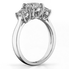 1.6ct (6.5mm,4.5mm) Three-Stone Round Brilliant Moissanite Ring