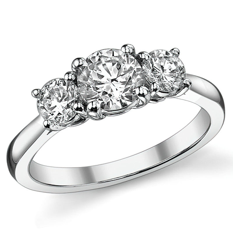 1.25ct (6mm,4.0mm) 3-Stone Round Brilliant Moissanite Ring