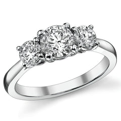 1.25ct (6mm,4.0mm) 3-Stone Round Brilliant Moissanite Ring