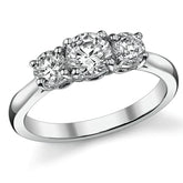 1.0ct (5.0mm,4.0mm) Three-Stone Round Brilliant Moissanite Ring