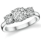1.9ct (7mm,4.5mm) Three-Stone Round Brilliant Moissanite Ring