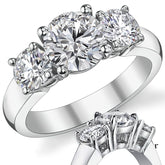 Round Brilliant Moissanite Flush Fit Three-Stone Ring