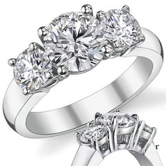 Round Brilliant Moissanite Flush Fit Three-Stone Ring