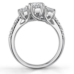1.4ct (6mm/4mm) Round Brilliant Moissanite Trellis Three-Stone Ring