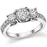 1.4ct (6mm/4mm) Round Brilliant Moissanite Trellis Three-Stone Ring