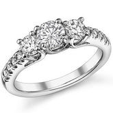 1.2ct (5mm/4mm) Round Brilliant Moissanite Trellis Three-Stone Ring