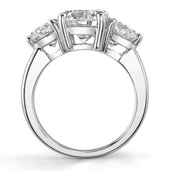 9.5mm/5mm Round Brilliant Moissanite 3-Stone Ring (4.5ct)