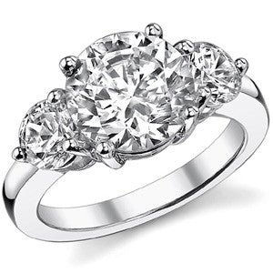 9.5mm/5mm Round Brilliant Moissanite 3-Stone Ring (4.5ct)