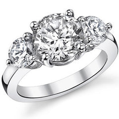 9mm/6mm Round Brilliant Moissanite 3-Stone Ring (4.5ct)