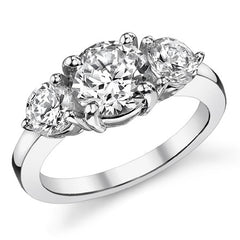 8mm/5mm Round Brilliant Moissanite 3-Stone Ring (3ct)