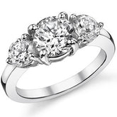 8mm/5mm Round Brilliant Moissanite 3-Stone Ring (3ct)
