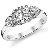 7.5mm/4.5mm Round Brilliant Moissanite 3-Stone Ring (2.2ct)