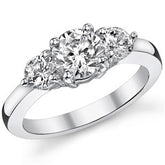 6.5mm/4mm Round Brilliant Moissanite 3-Stone Ring (1.5ct)