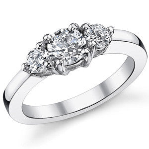 6mm/4mm Round Brilliant Moissanite 3-Stone Ring (1.25ct)