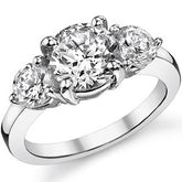 8.5mm/5mm Round Brilliant Moissanite 3-Stone Ring (3.5ct)