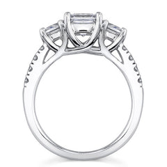 3.04ct (6.5mm/4.5mm) Princess cut Moissanite 3-Stone Ring