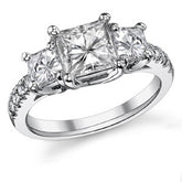 3.04ct (6.5mm/4.5mm) Princess cut Moissanite 3-Stone Ring