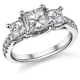 2.74ct (6.0mm/4.5mm) Princess cut Moissanite 3-Stone Ring